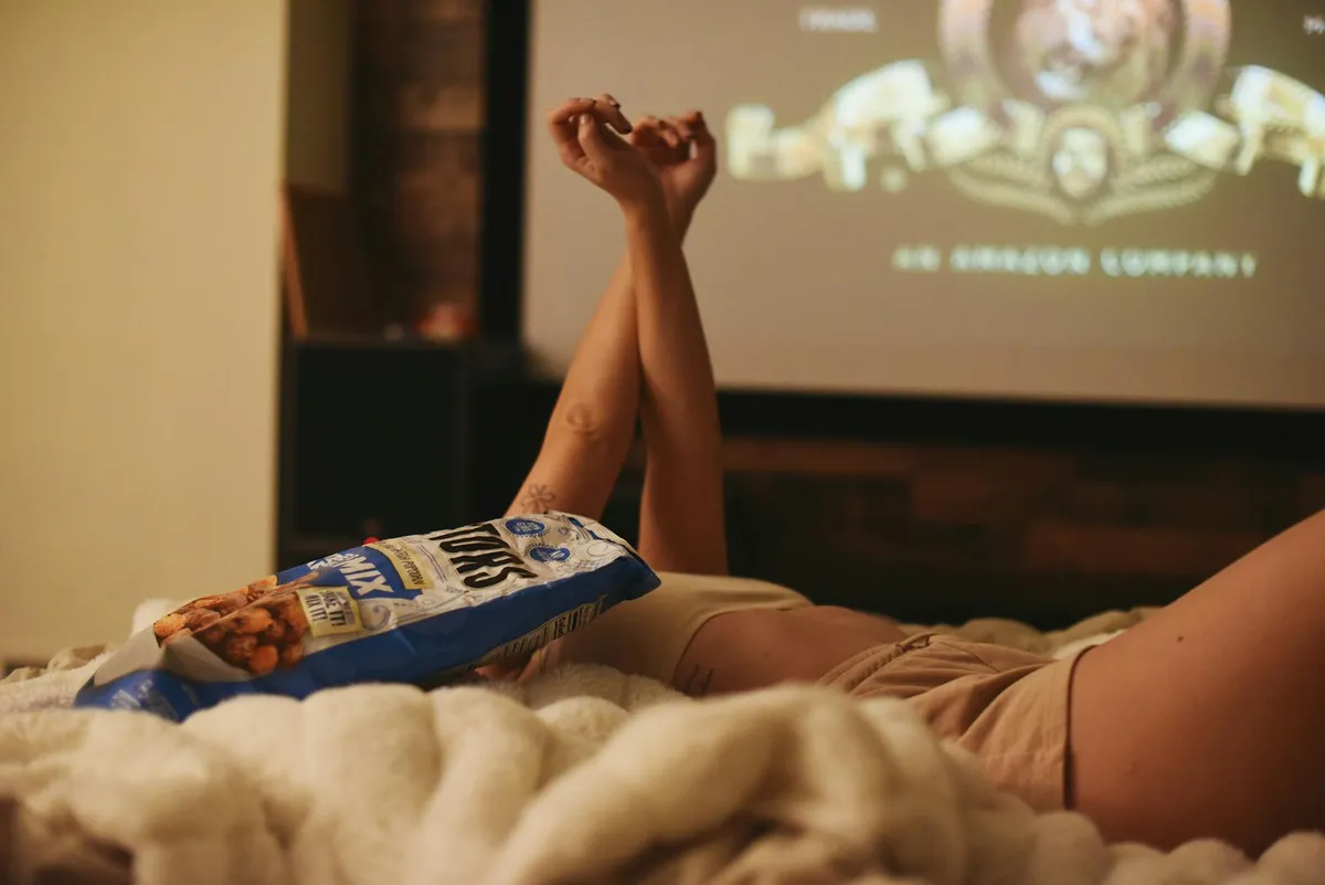 A cozy setup for a movie night when feeling low